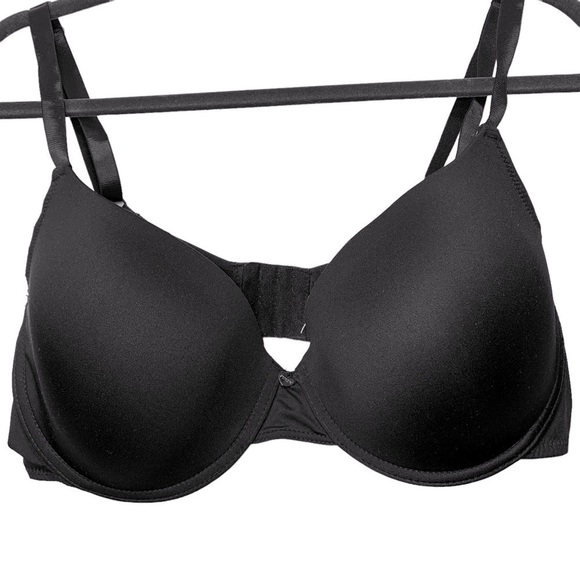 Juicy Couture Intimates Black Padded Push Up Bra Gold Metal Heart Sz 42D - Picture 1 of 13